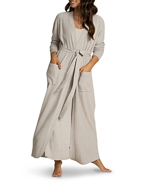 Shop Barefoot Dreams Cozychic Lite Ribbed Long Robe In Silver