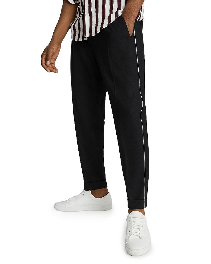 REISS Miller Piped Tapered Regular Fit Pleated Pants | Bloomingdale's