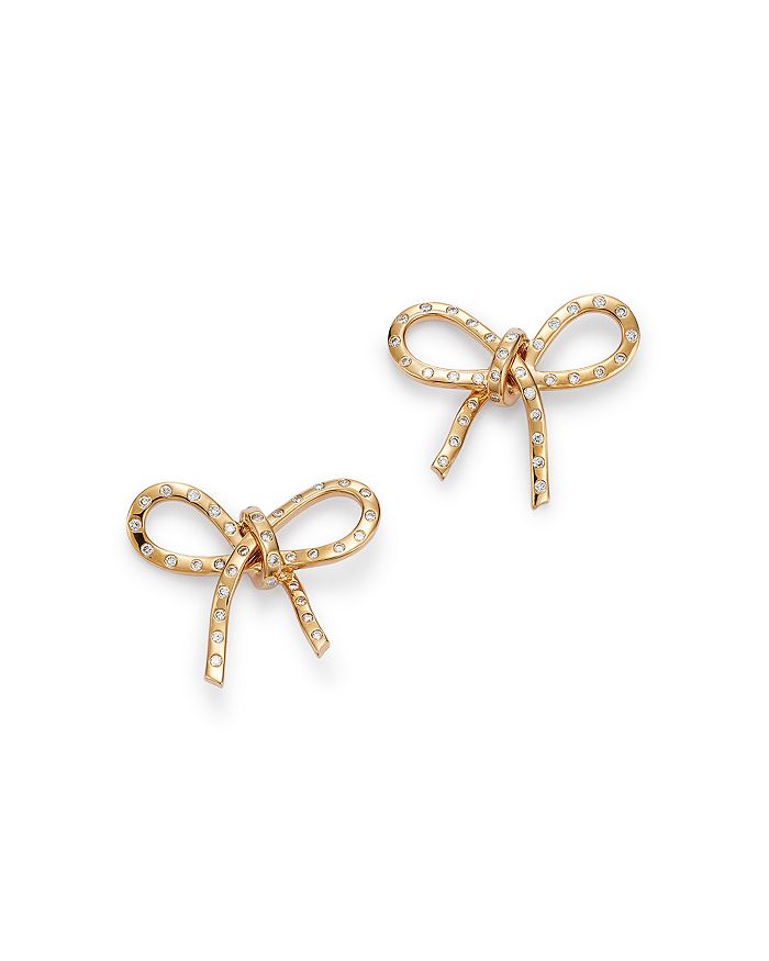 HUEB 18K Yellow Gold Diamond Bow Stud Earrings Bloomingdale s
