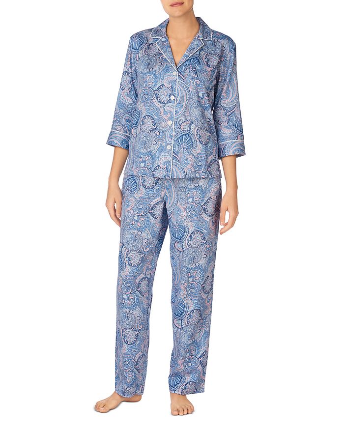 Ralph Lauren Three-Quarter Sleeve Long Pajama Set | Bloomingdale's