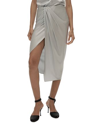 Helmut Lang Ruched Silk Blend Skirt | Bloomingdale's