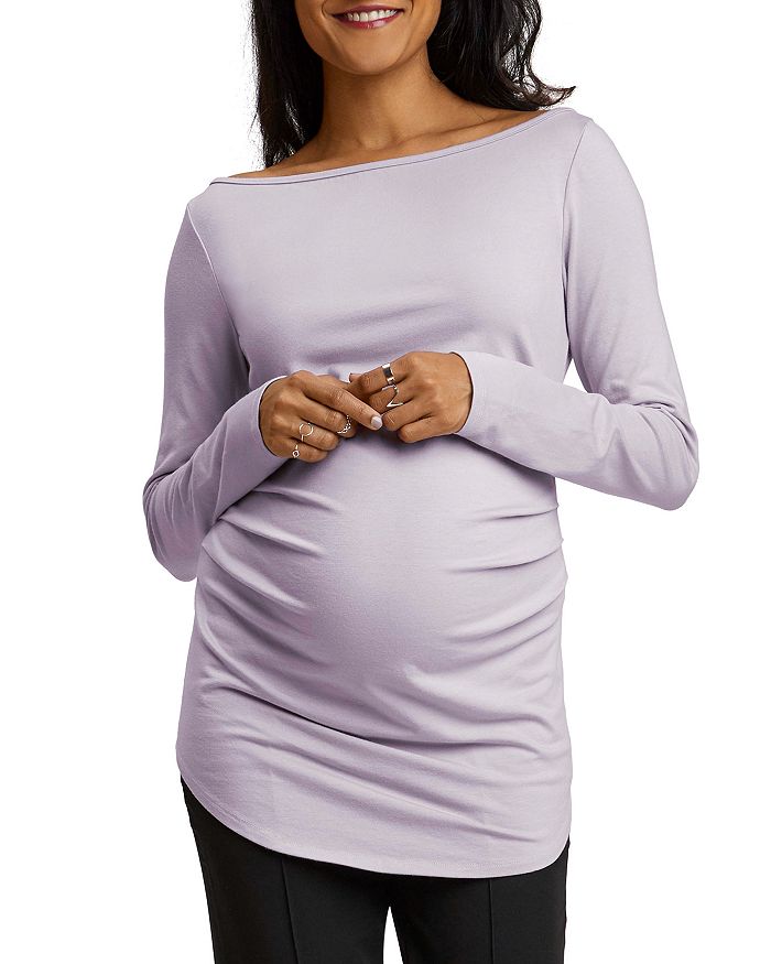 STOWAWAY COLLECTION LONG SLEEVE BALLET MATERNITY TUNIC,2046LAVENDER