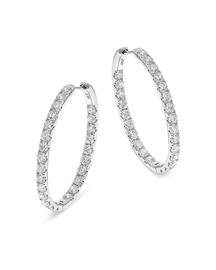 Bloomingdale's Diamond Inside Out Oval Hoop Earrings In 14k White Gold, 3.10 Ct. T.w. - 100% Exclusive