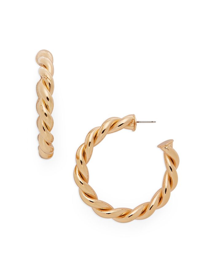 Aqua Gold-tone Twisted Hoop Earrings - 100% Exclusive