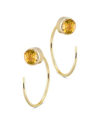 Bloomingdale's Fine Collection - Citrine Stud Front Back Hoop Earrings in 14K Yellow Gold