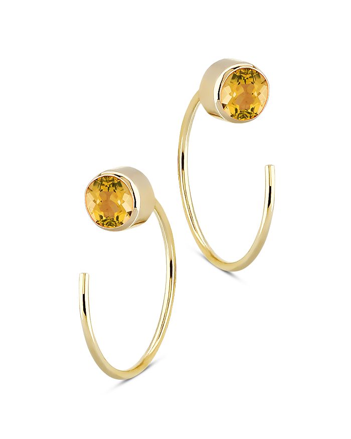 Bloomingdale's Citrine Stud Front Back Hoop Earrings In 14k Yellow Gold - 100% Exclusive In Yellow/gold
