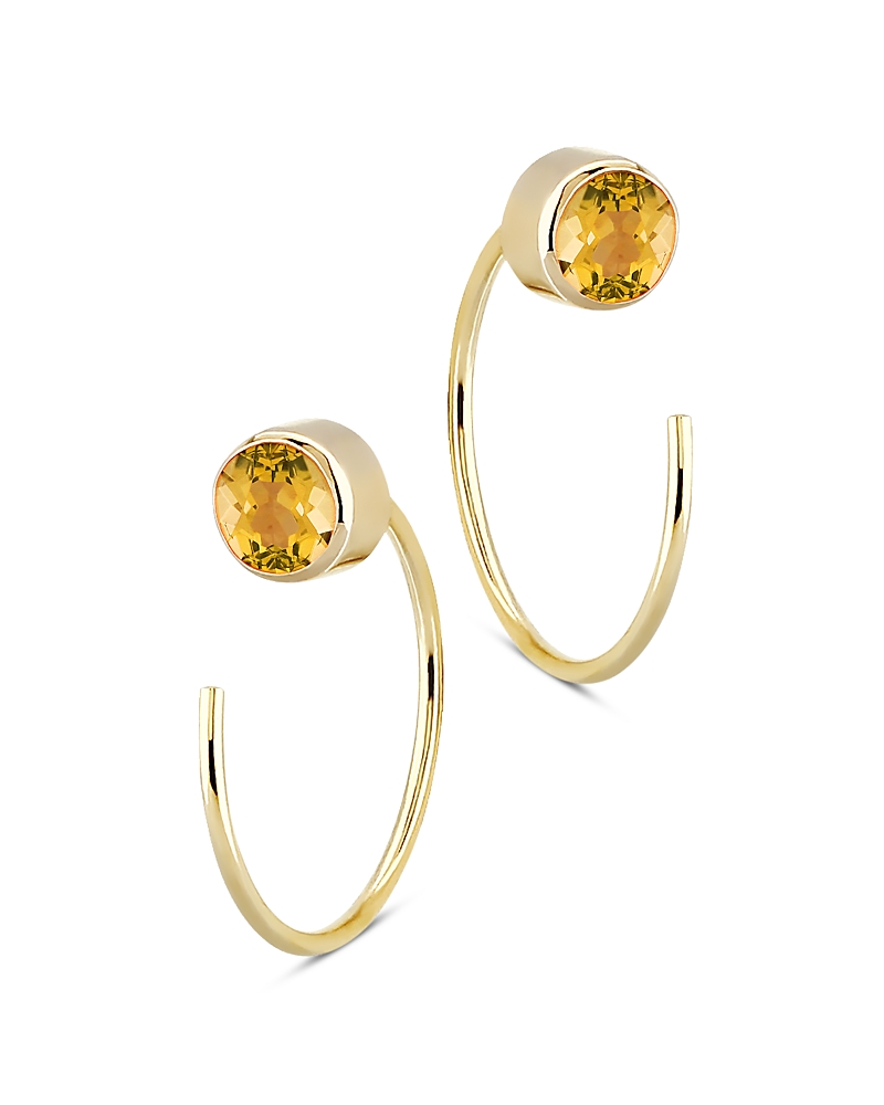 Bloomingdale's Fine Collection Citrine Stud Front Back Hoop Earrings in 14K Yellow Gold