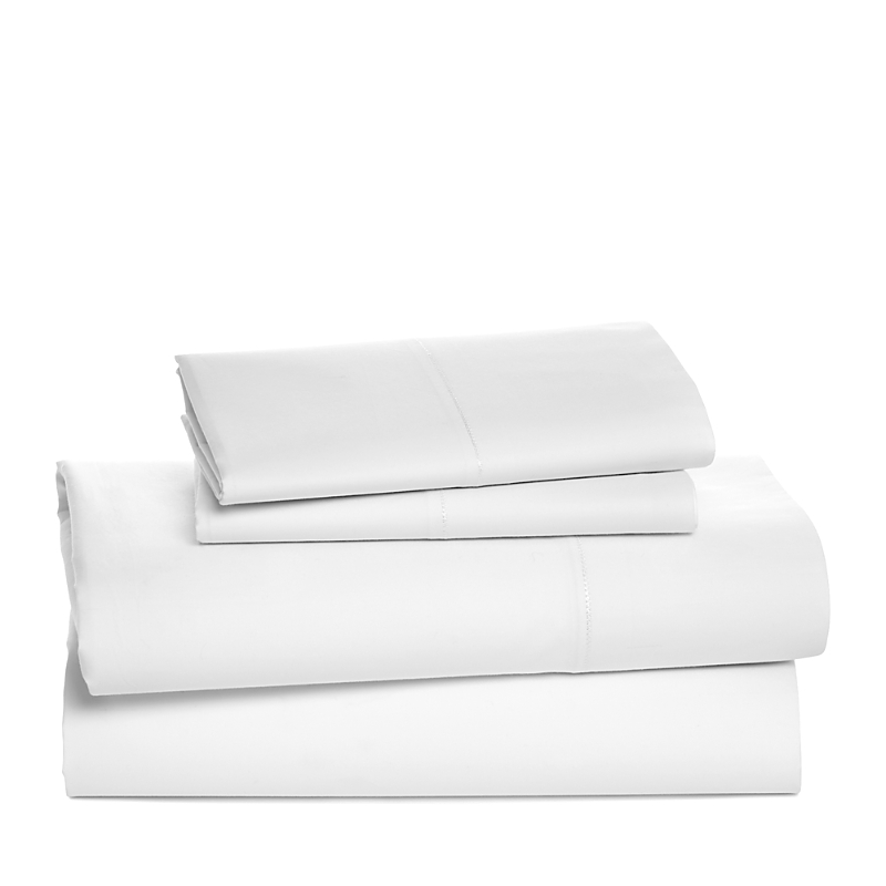 Sky Percale Twin Sheet Set In White