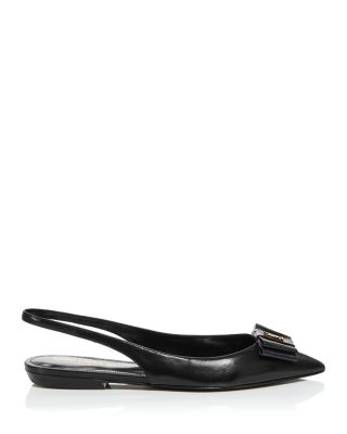 Saint Laurent Women's Anais Pointed Toe Logo Bow Slingback