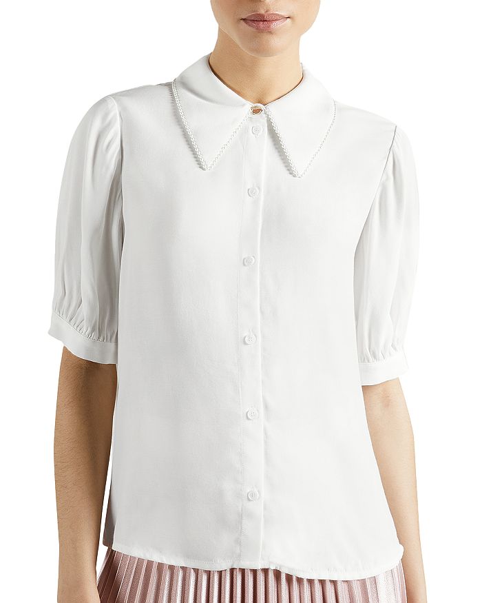 TED BAKER FAUX PEARL TRIM BLOUSE,252377-GUILIAA-WMB