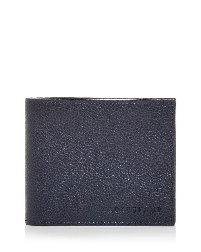 Longchamp Le Foulonne Leather Bi Fold Wallet In Navy