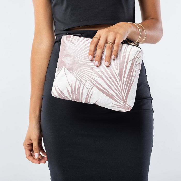 Shop Aloha Collection Small Day Palms Pouch In Rose Gold