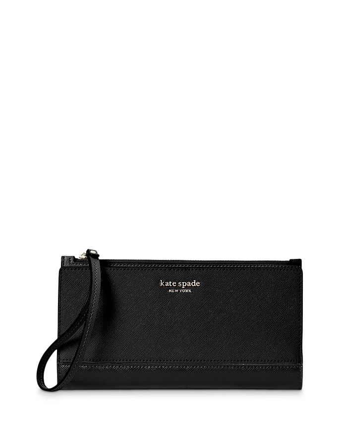 Kate Spade New York Spencer Saffaino Leather Continental Wristlet In Black