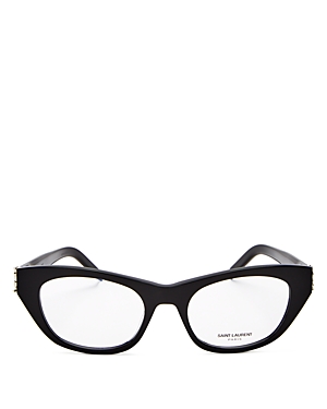 Saint Laurent Women's Cat Eye Clear Glasses, 52mm In Black/transparent