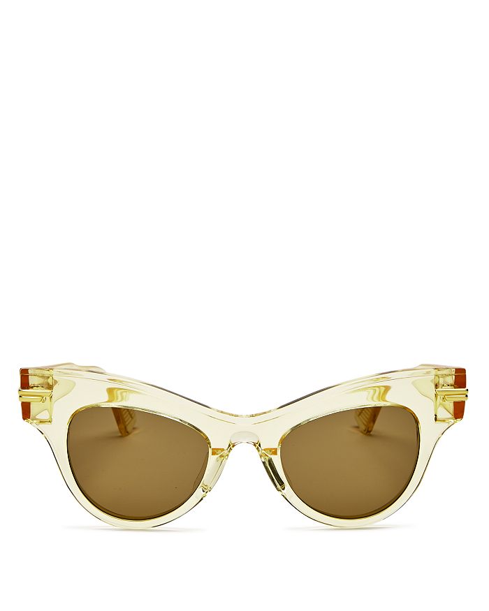 Bottega Veneta Women's Cat Eye Sunglasses, 47mm In Yellow / Brown