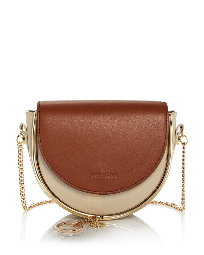 See By Chloé Mara Leather Crossbody In Cement Beige Bi-color