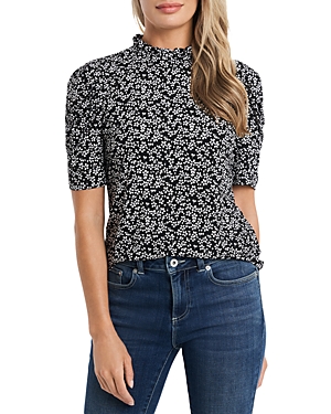 Cece Ruched Sleeve Top In Floral