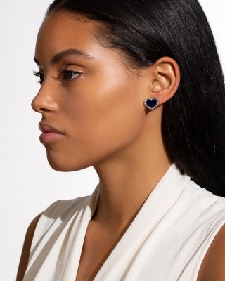 Sterling Silver Maya Onyx Heart Stud Earrings