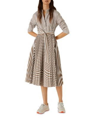 marella shirt dress $286 Marella Womens White Striped Collared Button-Up Hi-Lo Shirt Dress Size  US 6