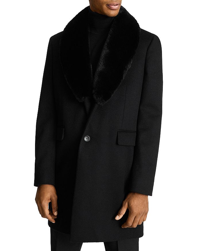 REISS Llyod Faux Fur Collar Wool & Cashmere Dinner Coat | Bloomingdale's
