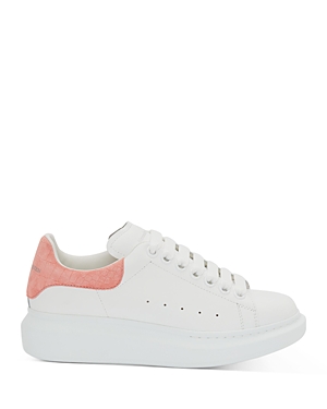 Alexander Mcqueen Perforated Oversized Sneakers In White/pink Croc