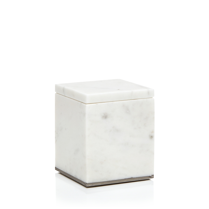 Sferra Pietra Marble Storage Jar In White/silver