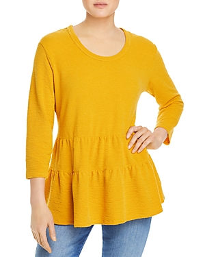Kim & Cami Textured Babydoll Top In Butterscotch