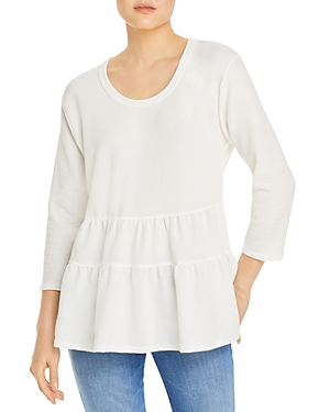 Kim & Cami Textured Babydoll Top In Ivory