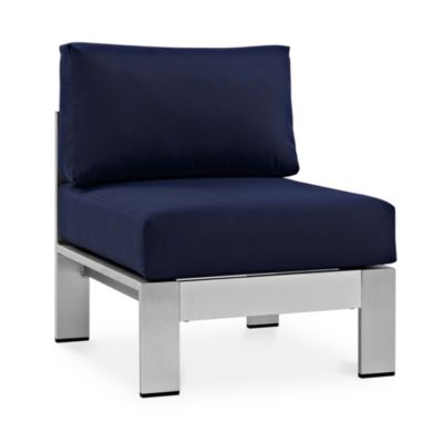 Shore Armless Outdoor Patio Aluminum Chair