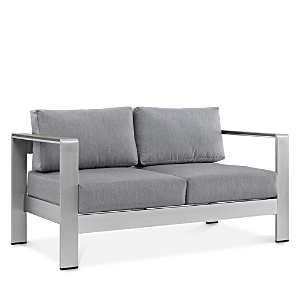 Modway Shore Outdoor Patio Loveseat In Silver Gray