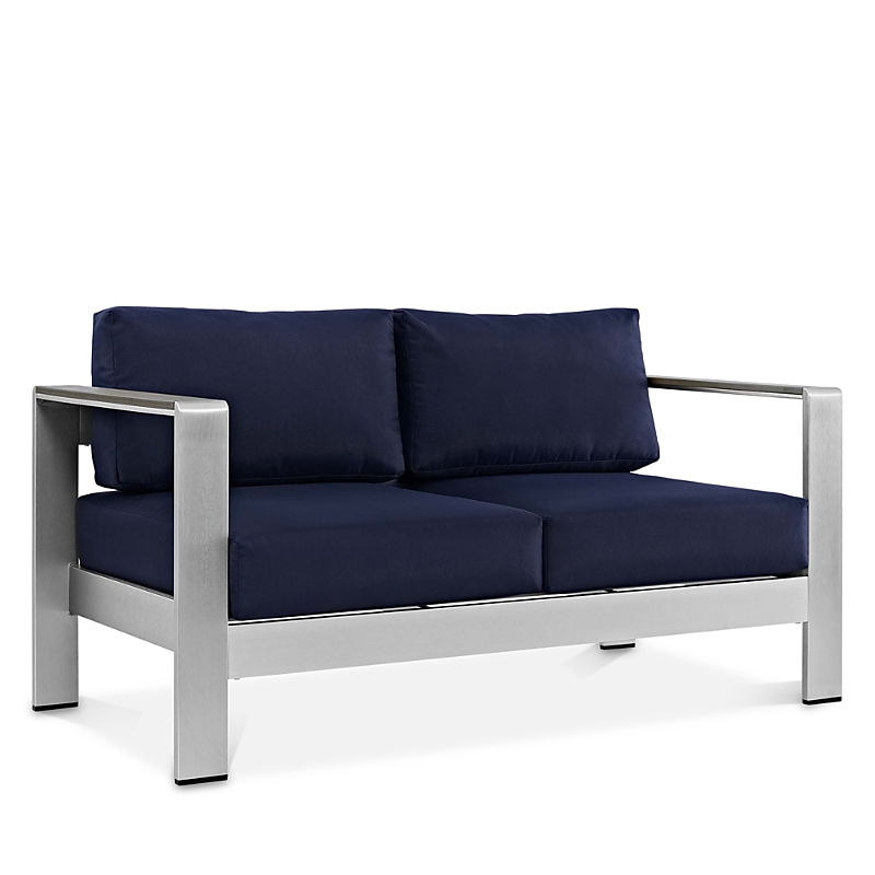 Modway Shore Outdoor Patio Aluminum Loveseat In Blue