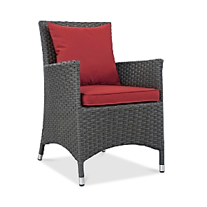 Modway Sojourn Outdoor Patio Sunbrella Rattan Dining Armchair In Canvas Red