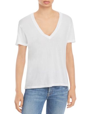 Monrow V-neck Short-sleeve Slub Jersey Tee In White