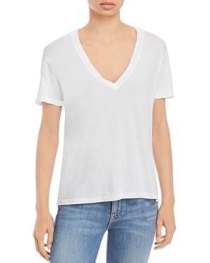 Monrow V-neck Short-sleeve Slub Jersey Tee In White