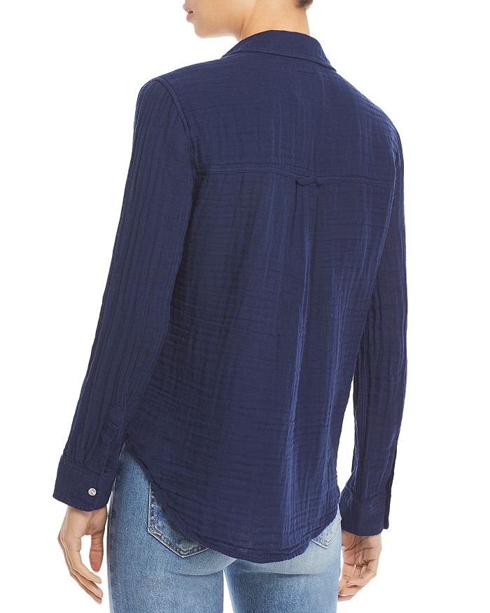 Shop Rails Ellis Long Sleeve Gauze Shirt In Indigo