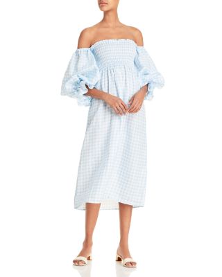 smocked linen dress