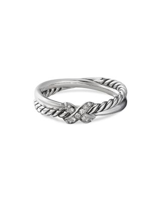 David Yurman Sterling Silver & Diamond Petite X Ring