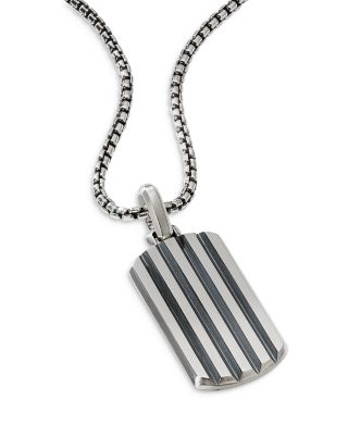 Sterling Silver Beveled Dog Tag Pendant