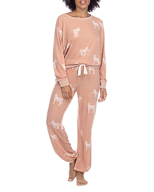 Honeydew Star Seeker Printed Pajama Set In Java Zebra