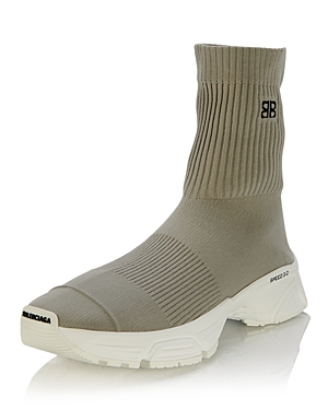 Balenciaga Women's Speed 3.0 Knit High Top Sock Trainers In Gris/blanc