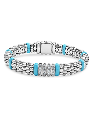 Shop Lagos Blue Caviar & Diamond Sterling Silver Bracelet, 7.5 In Silver/blue