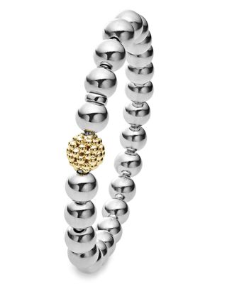 Sterling Silver & 18K Yellow Gold Signature Caviar Stretch Bracelet