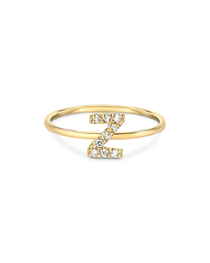 Zoe Lev Diamond Initial 14k Yellow Gold Ring In Z/gold