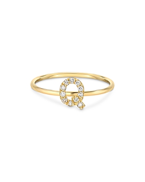 Zoe Lev Diamond Initial 14k Yellow Gold Ring In Q/gold