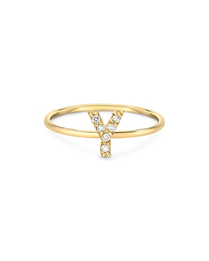 Zoe Lev Diamond Initial 14k Yellow Gold Ring In Y/gold