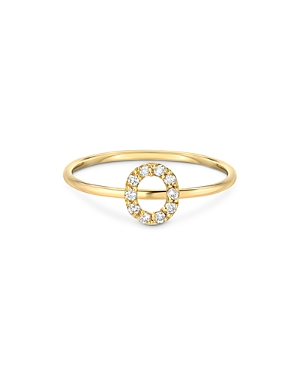 Zoe Lev Diamond Initial 14k Yellow Gold Ring In O/gold