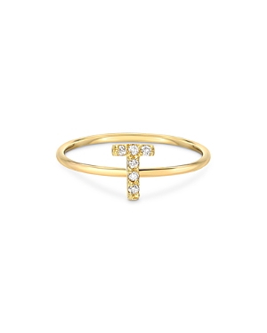 Zoe Lev 14k Yellow Gold Initial Diamond Ring In T/gold