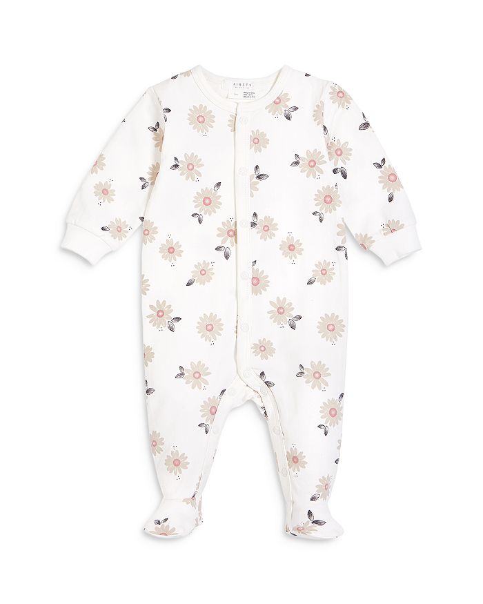 Petit Lem Firsts By  Girls' Daisy Print Sleeper Footie - Baby In Off White