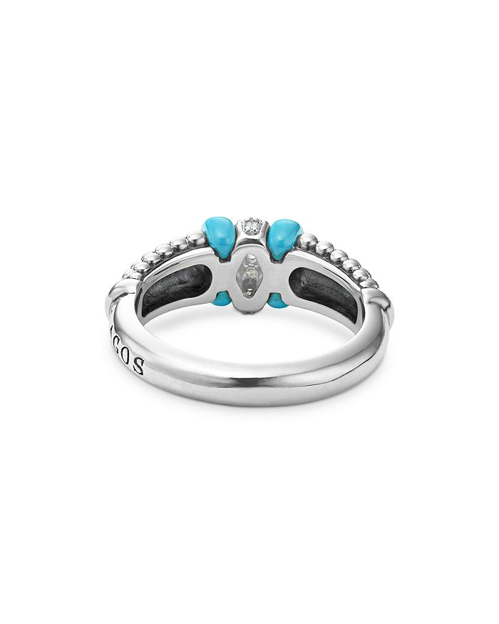 Shop Lagos Blue Caviar & Diamond Sterling Silver Tapered Ring In Blue/silver