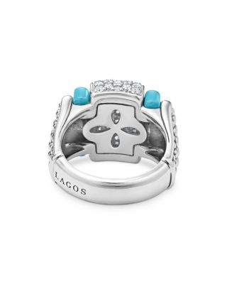 Blue Caviar & Diamond Sterling Silver Statement Ring  